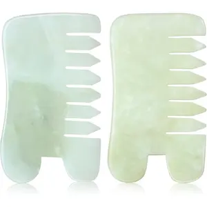 Household daily necessities BBTO 2 Pcs Jade Comb for Scalp Massage Gua sha Comb for Head Body spa Hair Multifunctional Handheld Massage Tools(Classic Style)