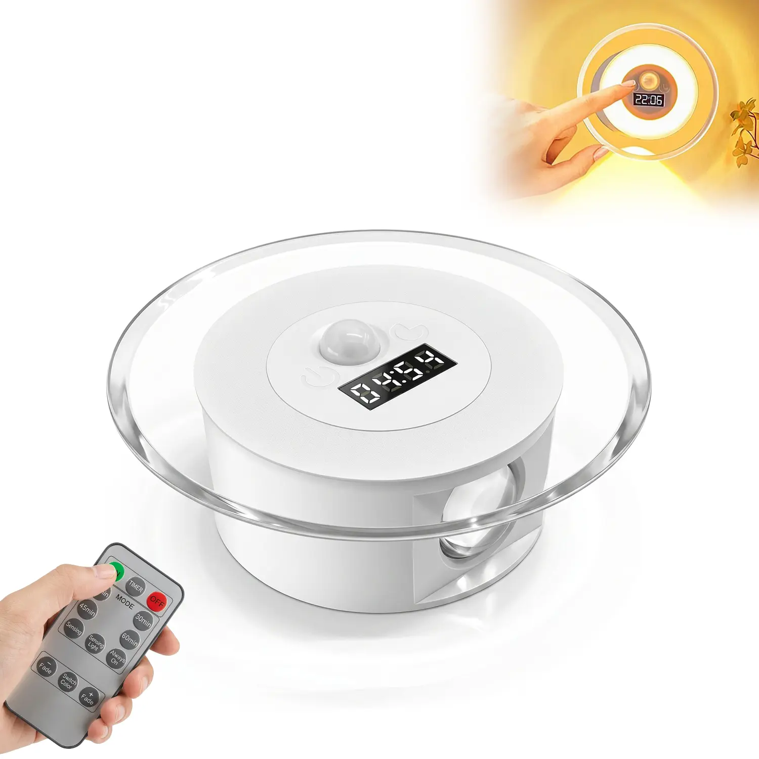 BMTWE Rechargeable LED Night Light, Smart Motion Sensor Night Light with Timing and Dimming, Touch/Remote Control for Bedroom, Closet, Stairs, Hallway