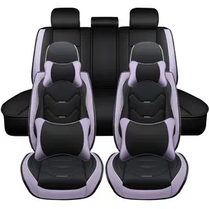 OTOEZ 5PCS Universal PU Leather Car Seat Covers Full Set Waterproof Breathable Cute Girly Colors Protects Seats Fits Most Cars SUVs Easy Installation