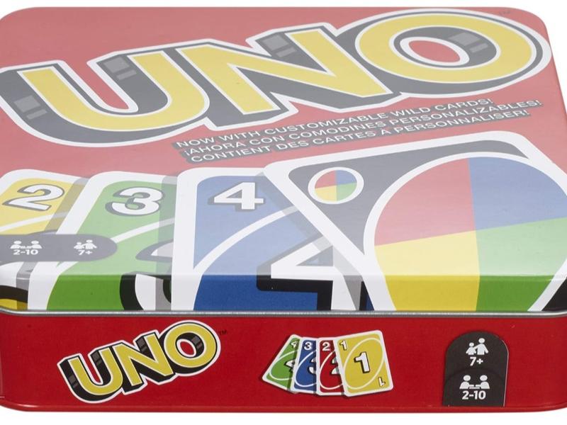 Mattel Games UNO Card Game in a Collectible Storage Tin for Kids, Adults, Families, Parties & Travel, 2 to 10 Players