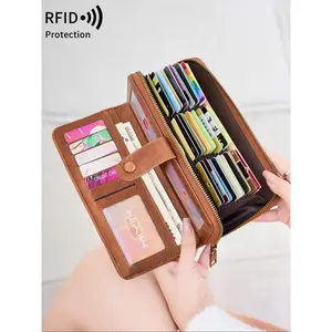 Women's Fashionable Geometric Pattern Long Wallet, Stylish Wallet, Casual PU Leather Zipper Card Holder, Multi-functional Wallet for Daily Use