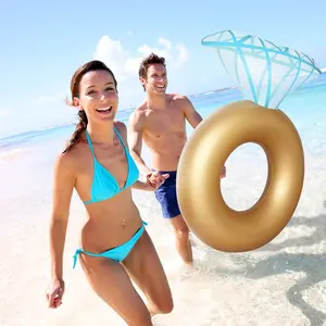 PVC Material Inflatable Diamond Swimming Ring, Adult Water Diamond Heart Float, Backrest Lounger, Beach Pool Swim Buoyancy Aid, Inflatable Floater