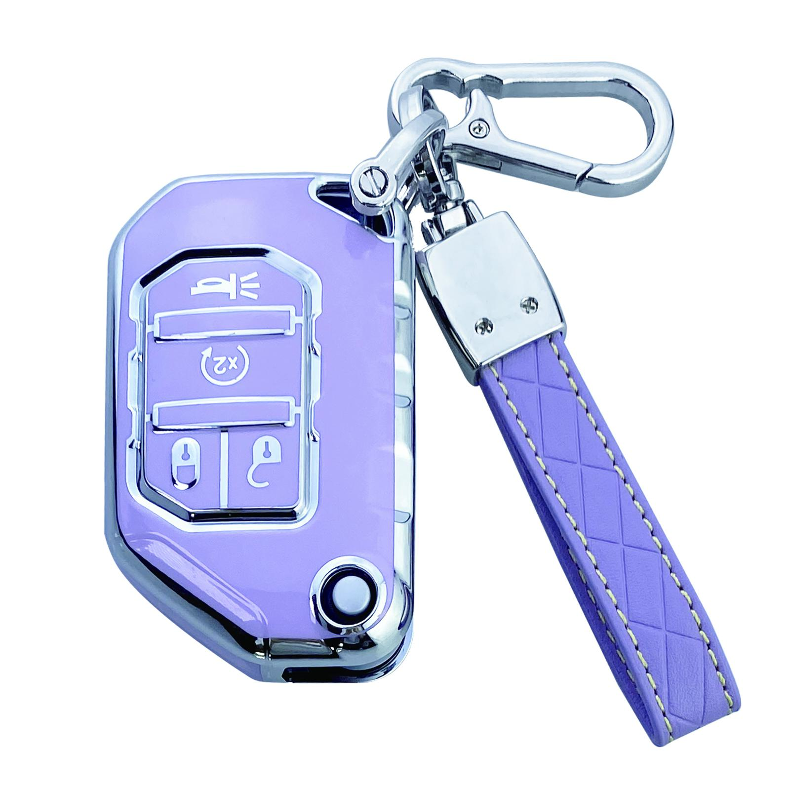 Car Key Cover Case - Dustproof Shell Keychain Protector for Jeep Wrangler 2018-2023 JL, JLU, Rubicon, Sahara JLU, Gladiator JT Automotive Interior Accessories