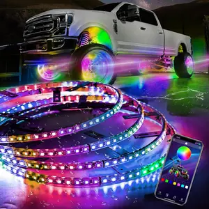 17 inch Double Rows Wheel Ring Lights, Brightest Chasing Color Rim Lights with Turn Signal and Braking, Wheel Light 4pcs fit for Truck Car Pickup