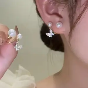 SR Pearl Co. Freshwater Pearl butterfly Design 14K Gold Filled Earring Women Everyday Style Eye-Catching Elegent Women Gift