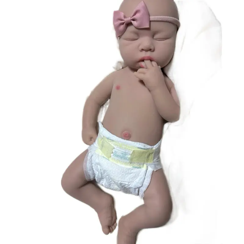 Lifelike Silicone Baby Doll with Open Mouth for Pacifier - 19 inches long