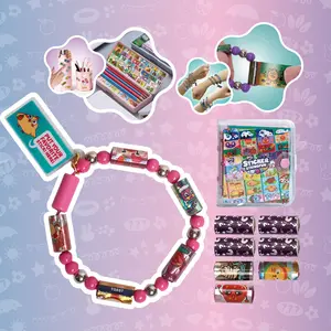Uinle Kids Sticker Bead String DIY Kit, Diy Craft Fun, Handmade Bracelet Decoration Blind Box Surprise Gift, Develop Fine Motor Skills Skill Development Girl Birthday Present