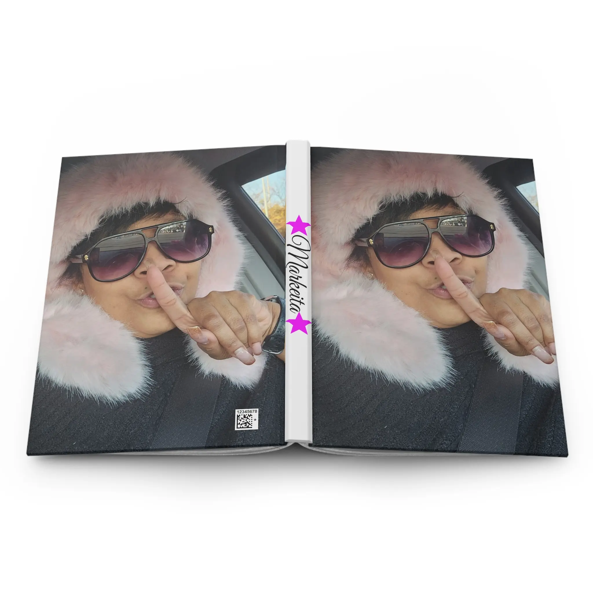 Personal Photo Woman in Pink Fur Hood Hardcover Journal | Photo Cover Notebook