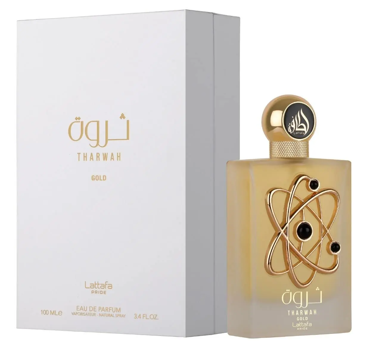 Lattafa Perfumes Tharwah Gold Unisex Eau de Parfum Spray 3.4 Ounce Non Toxic