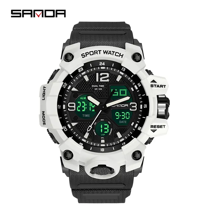 Men's Waterproof Sports  Digital Luminous Display Alarm Chronograph Stopwatch Date Analog-Digital Quartz Wristwatch.
