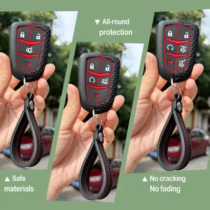 Cadillac Ats Cts Ct6 Esv Xts Xt5 Silicone Key Fob Cover Set, Car Key Protector, 4/5/6 Button Remote Control Accessories, Includes Keychain Holder