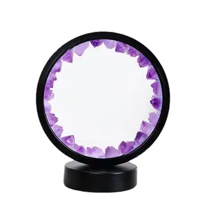 Amethyst Crystal Ring Decor with Stand – Natural Healing Stone Home & Office Table Ornament