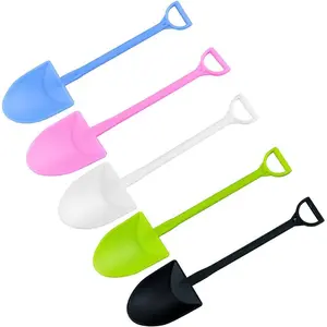 100 PCS Colorful Mini Shovel Shape Spoons,Disposable Plastic Ice Cream Dessert Pudding Yogurt Sugar Shovel Spoon(4.8 Inch,Mixed Color)