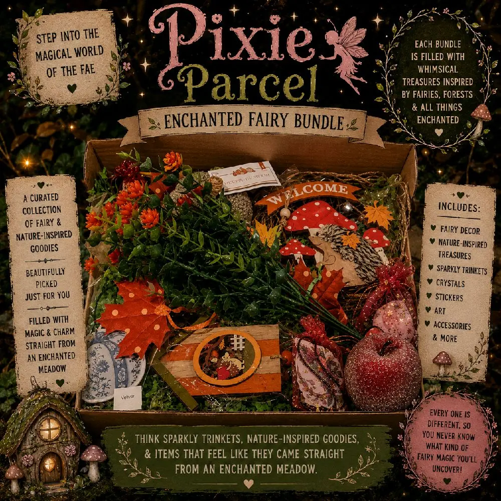 Pixie Parcel - Enchanted Fairy Bundle- Sparkly Trinkets & Nature Inspired Goodies Hand Picked Collection Magical