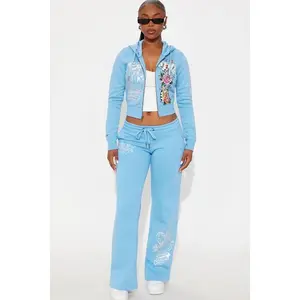 Ed Hardy Skull Haven Wide Leg Pant - Light Blue V