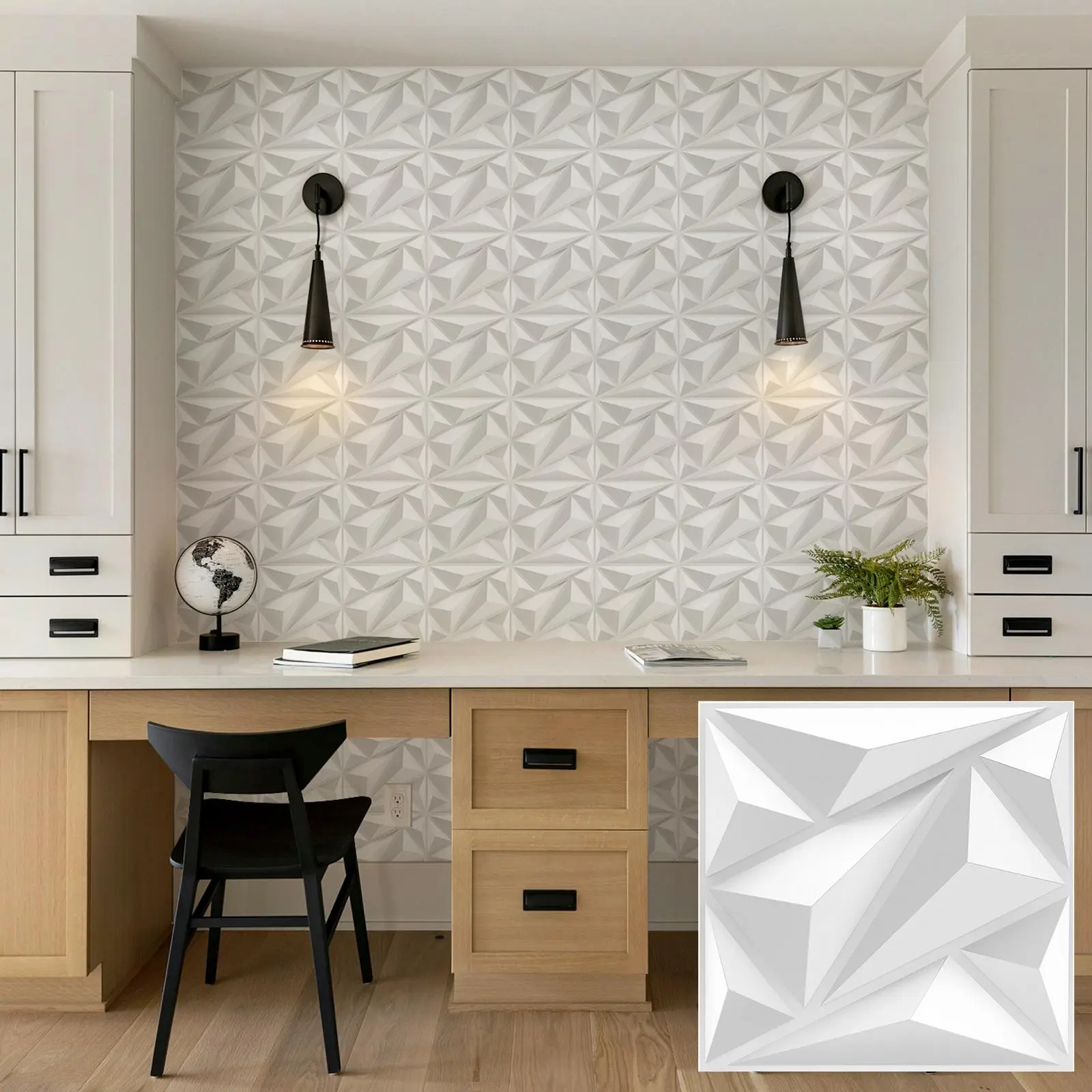 3D Geometric Pattern Wall Panel with 1 Roll of Mounting Tape, PVC Material Wall Decoration Sticker, Decorative Wall Tiles for Living Room, Hall, Bedroom, Hotel, Office