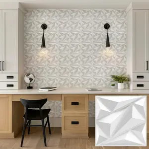 3D Geometric Pattern Wall Panel with 1 Roll of Mounting Tape, PVC Material Wall Decoration Sticker, Decorative Wall Tiles for Living Room, Hall, Bedroom, Hotel, Office