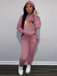 Women's Pattern Print Casual Loose Sweatshirt Set, Round Neck Long Sleeve Pullover + Jogger Pants, Comfortable Daily Wear for Sports & Outdoor Activities, Sweatsuit Outfits, Sweatsuits Set