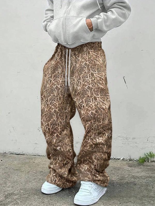 Men's Camo Tree Print Pants, Street Fashion Casual Loose Trousers for Daily Wear, Men's Bottoms for Summer