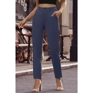 Ankle-Length Straight Leg Pants with Pockets