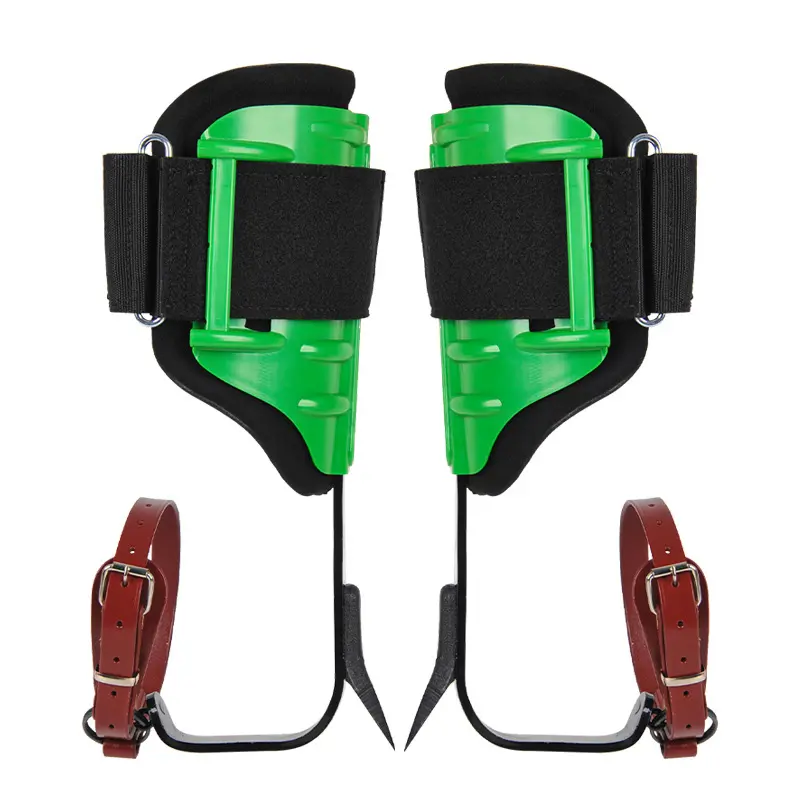 1 PairHigh-Strength Alloy Steel Tree Climbing Spikes, Adjustable Hook-and-loop Fastener Straps, Lightweight Arborist Gear for Pruning, Picking & Pole Work - Green