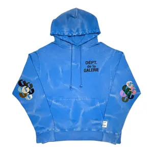 Gallery Department Vintage French Logo Hooded Sweatshirt Blue (14 G Patch Custom)
