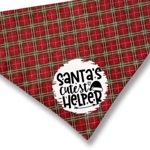 Christmas Dog Bandana - Over the Collar Style - Red Plaid Dog Bandana