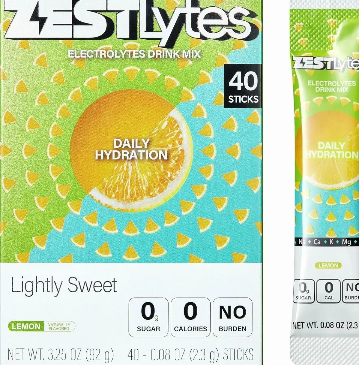 Sugar Free & 0 Calorie Electrolyte Hydration Packets, 40 Sticks Lightly Sweet & Salty Lemon Electrolyte Powder Drink Mix, Daily Liquid Hydration IV Flavors | 5 Vitamins | 5 Electrolytes