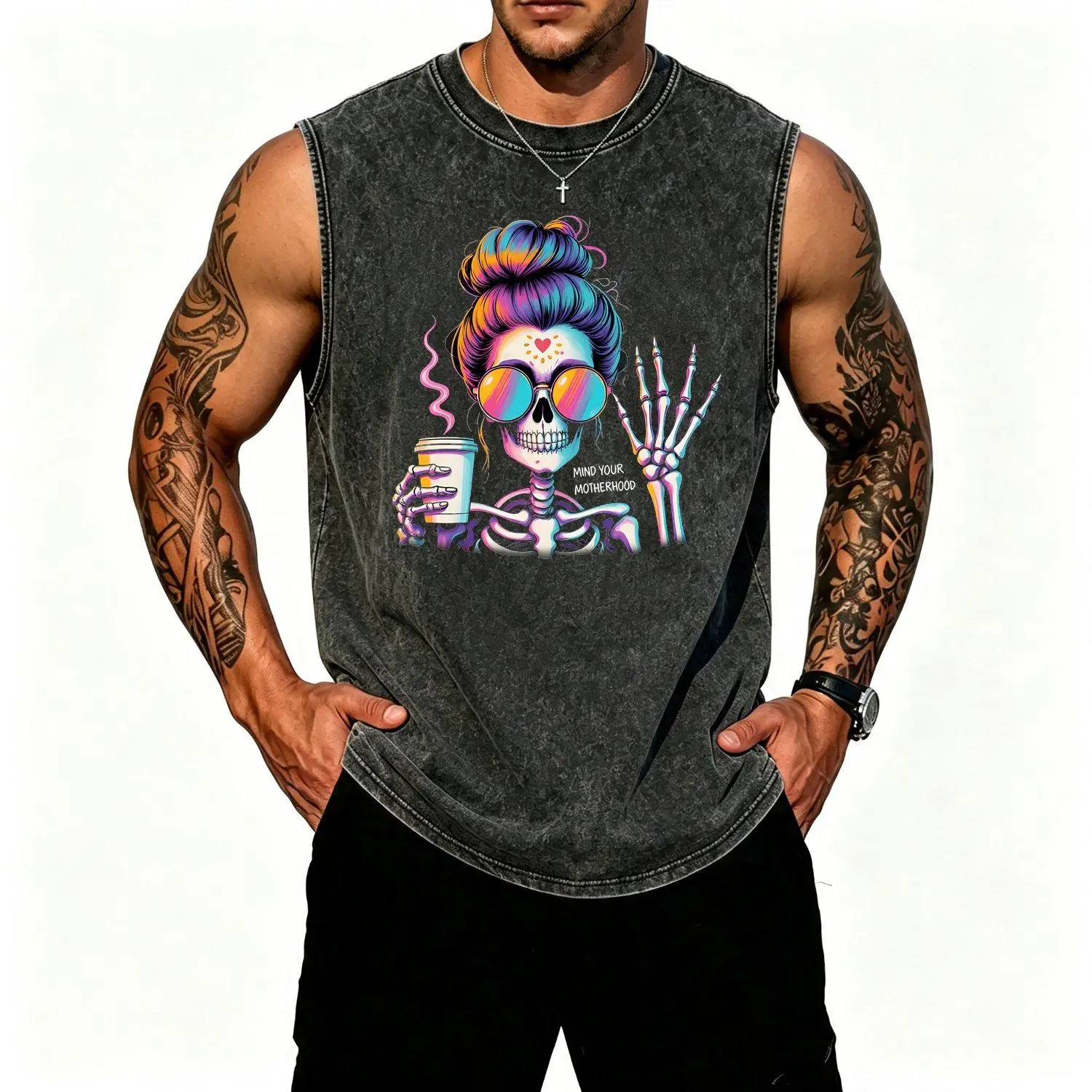 Vests Mind Your Motherhood Graphic Print Y2K Style Sleeveless Shirt Aesthetic Breathable Summer Apparel Comfortable Crew Neck Vest Perfect Gift for Family And Friends Birthdays Holidays Casual Streetwear Cloth