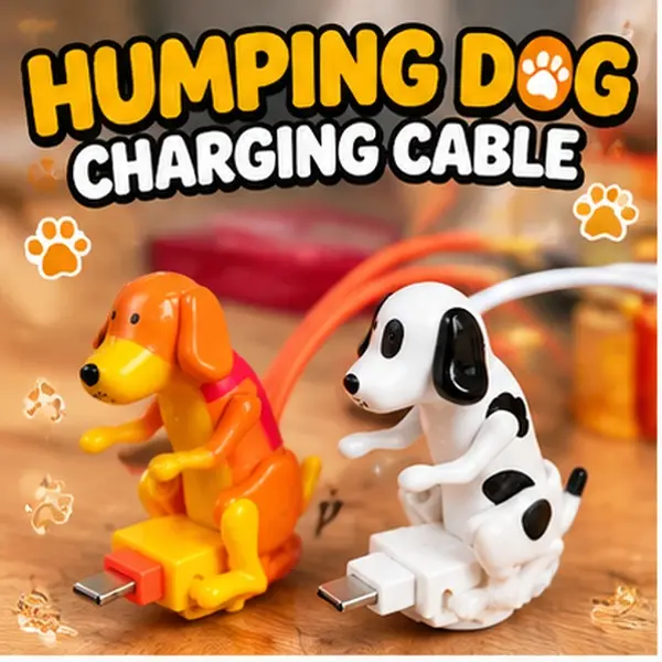 Jumping Dog Charging Cable, Cute Moving Puppy USB Type-C Charger Cord, Fun Animal Design Fast Charging Cable for Phone Tablet Laptop, Novelty Gift for Dog Lovers, Creative Desk Accessories