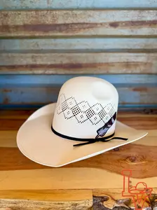 Los Vaqueros Straw Hat Tall Crown Spider White