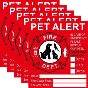 5pcs Pet Internal Stickers, Alarm Safety Fire Rescue Stickers, Save Our Cats Dogs Pets in Emergency Situations, Firefighters See Alerts Visibility