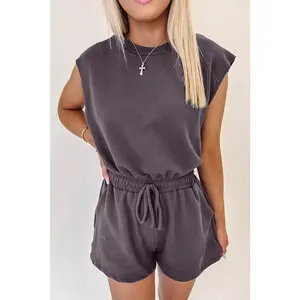 Bristol Black Backless Drawstring Waist Knit Romper