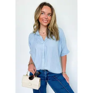 Emaleigh Button Up Collared Dolman Shirt