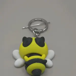 Cute Bumblebee 3D Printed Articulated Keychain with Key Ring - Yellow & Black Design
