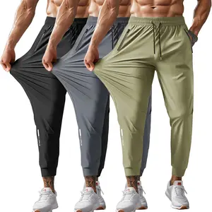 Summer quick-drying sports casual pants, loose plus size ice silk air conditioning pants, couple style casual long pants, ice-sense pocket zipper pants, ankle-length nine-inch pants, men's pants, suitable for running, jogging, yoga fitness and golf sports