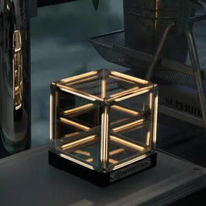 Luxury-Style Infinity Mirror Cube Lamp, LED Ambient Night Light As A Decorative Piece For Coffee Table, Display Shelf & Collectible Figure Setup