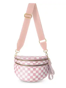 26 Valentine's Day Women's Fashionable Checkerboard Patterm Zipper Shoulder Pack, Casval Versatile Crossbody Bag for Daily Used, Trendy All-match Fanny Bag