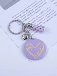 Creative Letter Pattern Wooden Keychain, Fashionable Keychain for Women & Men, Trendy All-match Keychain for Birthday Gift