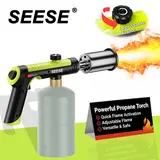 SEESE Powerful Propane Torch Gun(Propane Tank Not Included),With One-Touch Max Fire Button and Safety Lock, Adjustable Blow Torch for Sous Vide Searing Steak, BBQ,Fireplace,Charcoal Wood, Halloween gifts