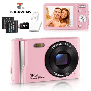 T-JERZENS Digital Camera Autofocus 50MP Vlogging Camera with 32GBSD Card 16x Digital Zoom Compact Camera, 2.8-inch Screen, Fill-in Light, Anti-Shake