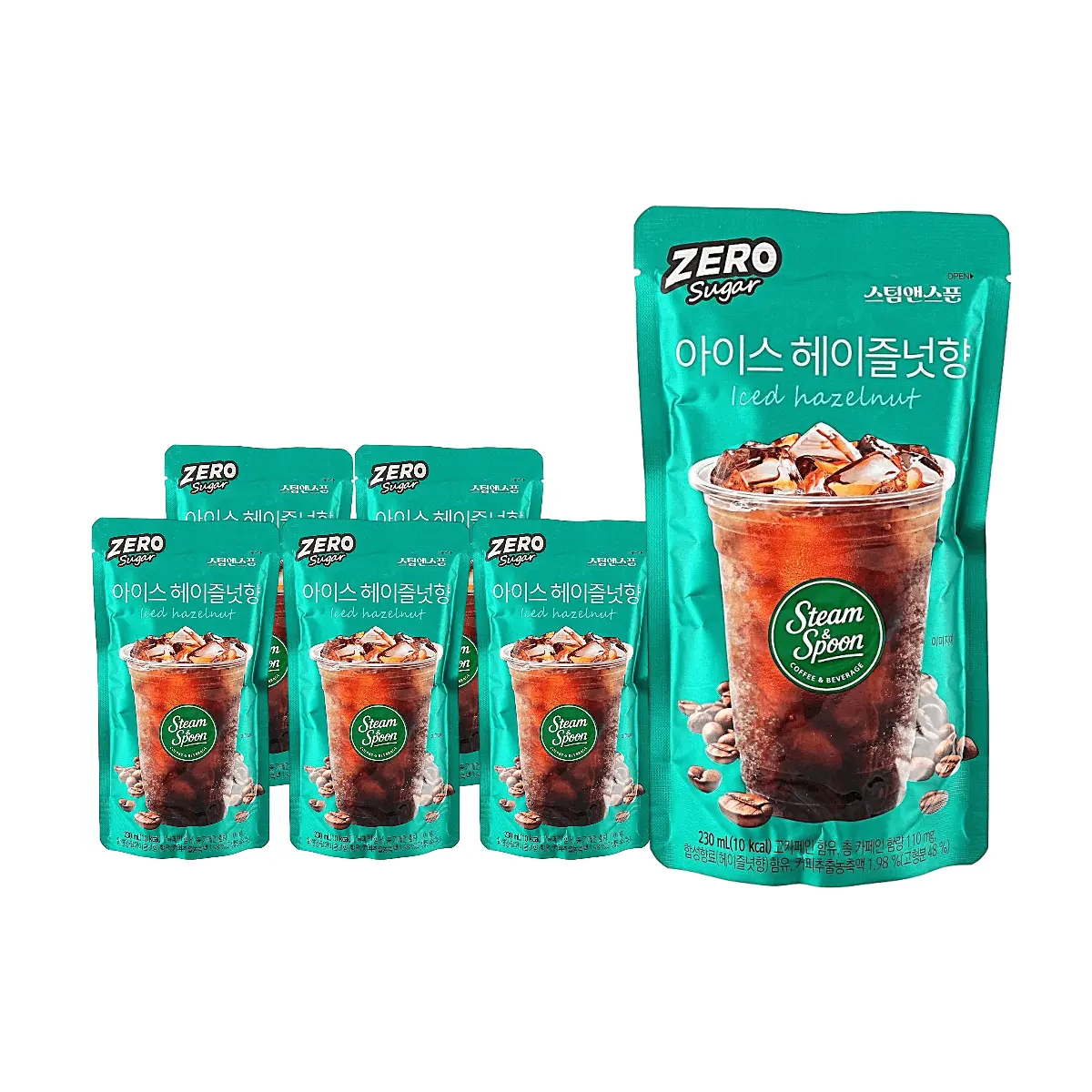 Steam & Spoon Sugar-Free Hazelnut Coffee Drink 6-Pack - Low Calorie, Keto-Friendly, Korean Iced Coffee Beverage