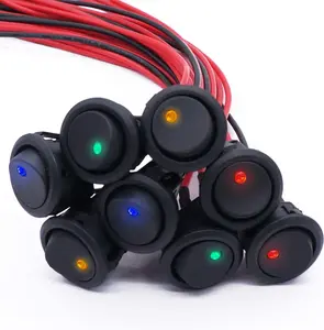 8Pcs SPST Round Dot Lighted Rocker Switch Toggle Control for Car Or Boat 20A 12V DC