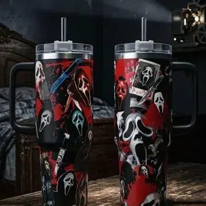 Scream Ghostface Horror Tumbler 40oz 20oz Bloody Scary Movie Cup 40 oz Tumbler With Handle, Tumbler 20oz No Handle, Gifts For Horror Fans