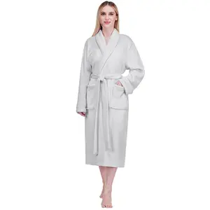 PAVILIA Womens Robe Fleece Plush Soft, Fluffy Fuzzy Cozy Warm Lightweight Bathrobe, Shower Spa House Long Robes for Women (Light Gray, Large-X-Large)