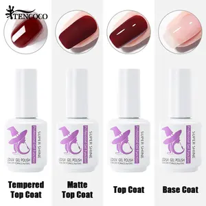 Tencoco 4Pcs Nail Base&Top Coat Set - Diamond /Matte Top Coat DIY Gel Plish Nail Art