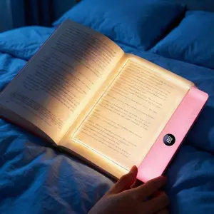 Smart LED Reading Light Book Light, Rechargeable Clear LED Flat Reading Light with & Timer, Ultra-thin Wireless Design Dimmable Panel Plate Lamp Book Full Page Light for Reading in Bed at Night, Funny Gifts for Readers