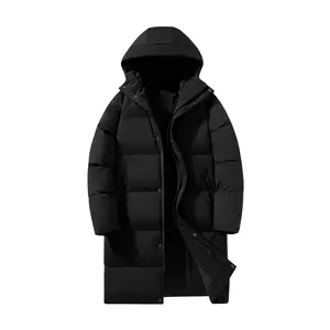 Men's long hooded winter jacket, stylish warm coat, mid-length casual design with practical pockets, suitable for outdoor comfort wear Menswear Layer