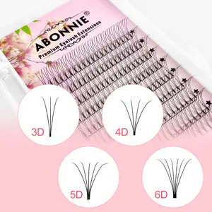 ABONNIE Premade Volume Fans Short Stem 3d/4d/5d/6d Russian  Eyelash Extension Mink Eyelash Extension All Size Lashes Tray