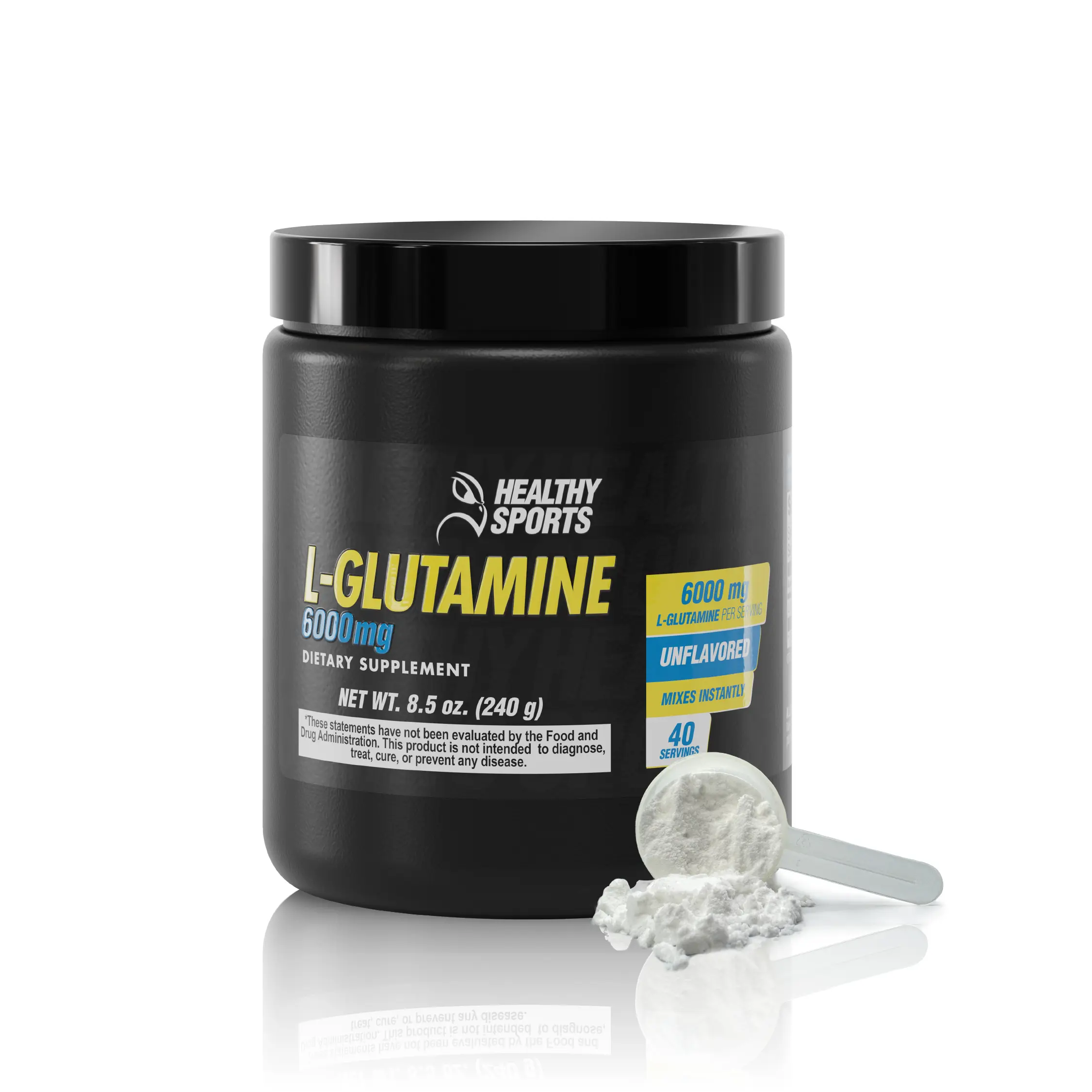 BENFIT L-Glutamine Powder Dietary Nutrition Supplement, 6000mg Unflavored 240g (40 Servings) Fitness Training Support, Muscle Repair Amino Acid for Adults, US-Sold Prop 65 Safe Daily Edible Supplement